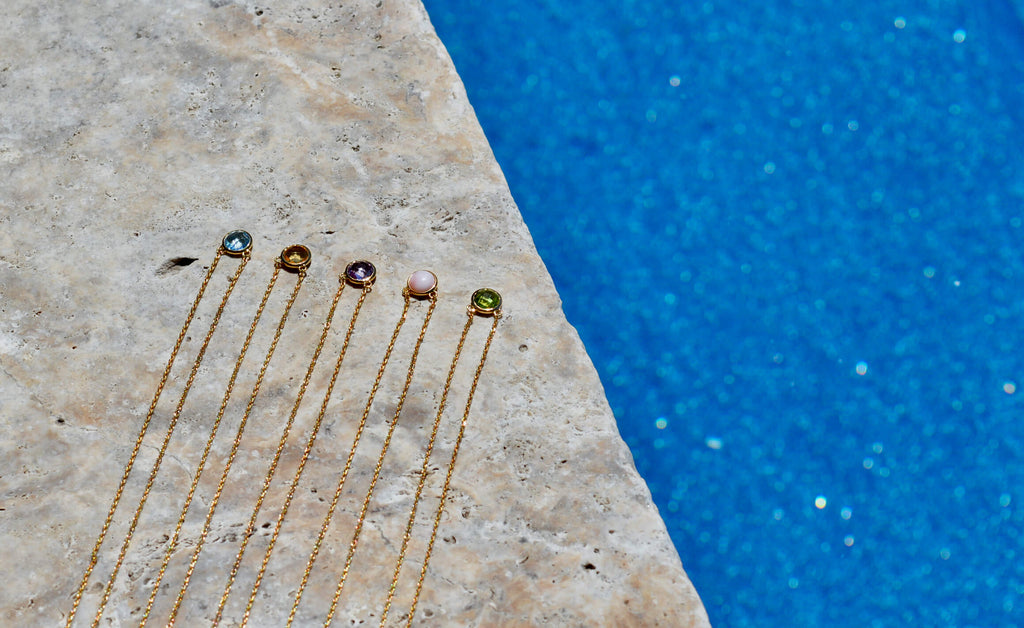 gold waterproof gemstone necklaces