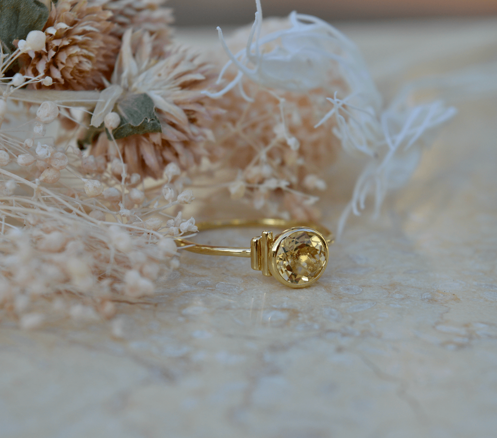 minimalist citrine gemstone ring
