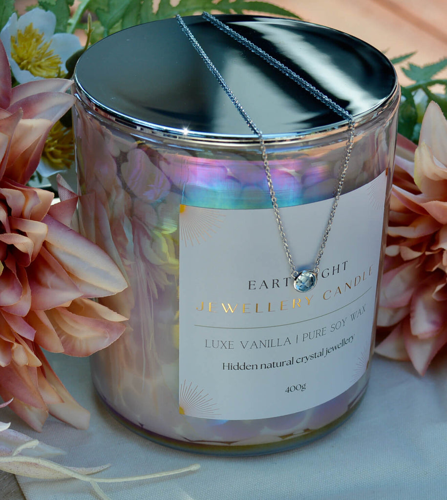 hidden natural crystal jewellery candle